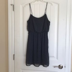 Navy and white polka dot sundress. Size large